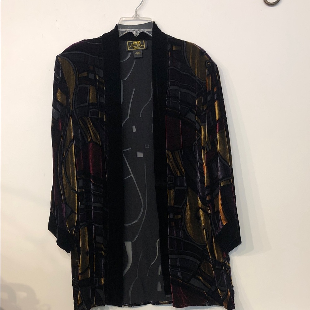 A Touch of Class Black and Gold Abstract Cardigan/Jacket
